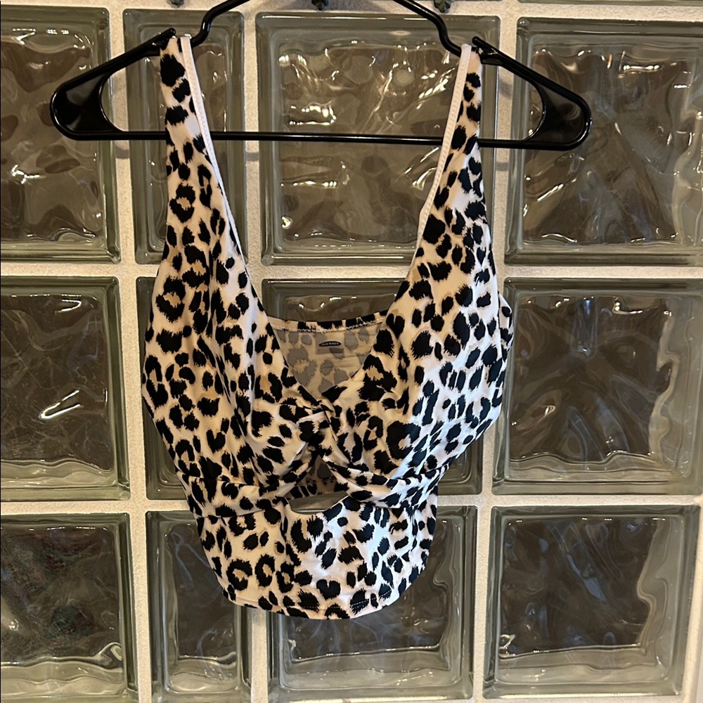 Old Navy Black and White Leopard Swim Top
